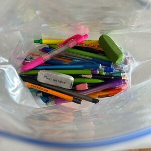 Assorted Colorful Pens and Pencils, erasers - Mixed Pack